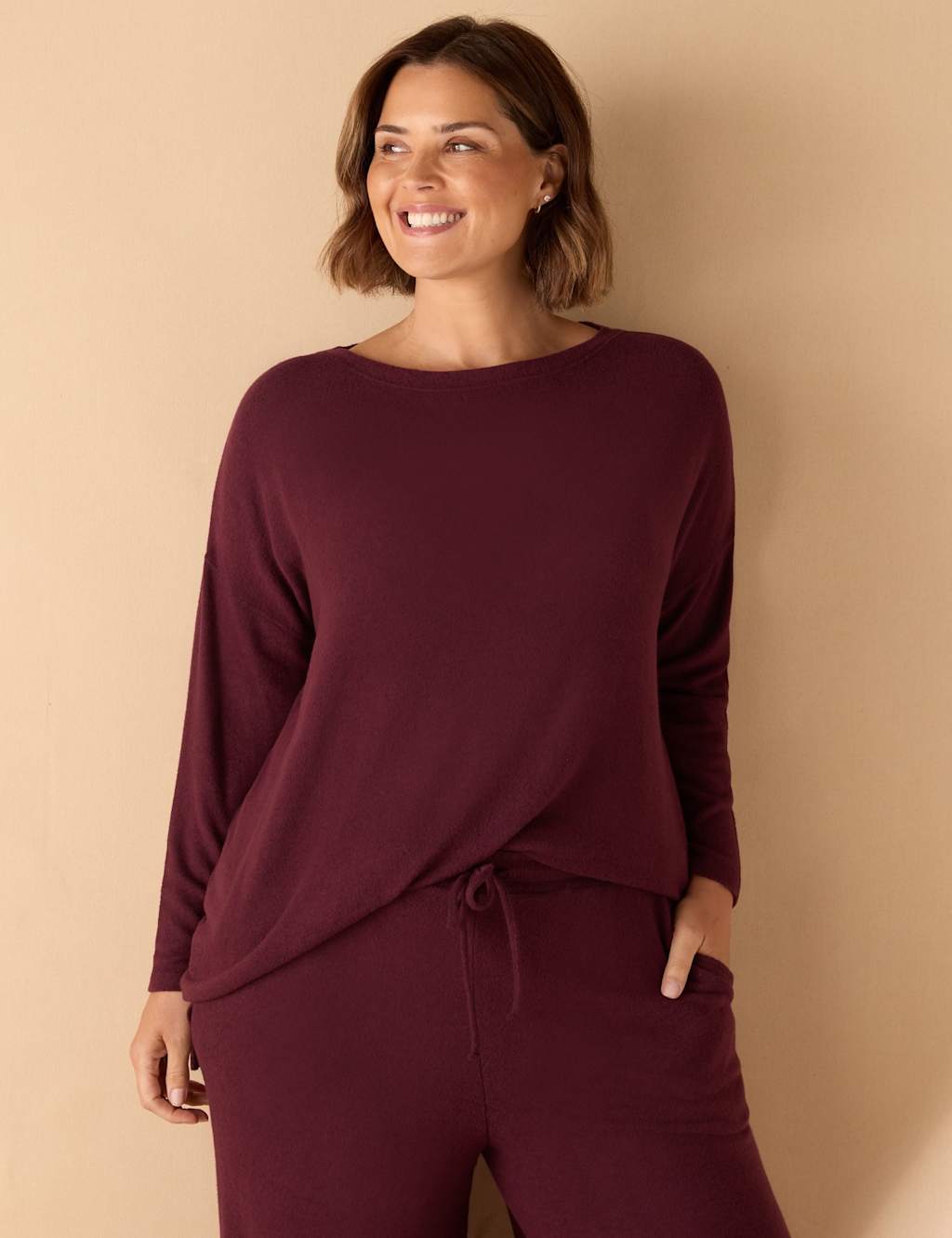 Live Unlimited London Crew Neck Jumper Burgundy