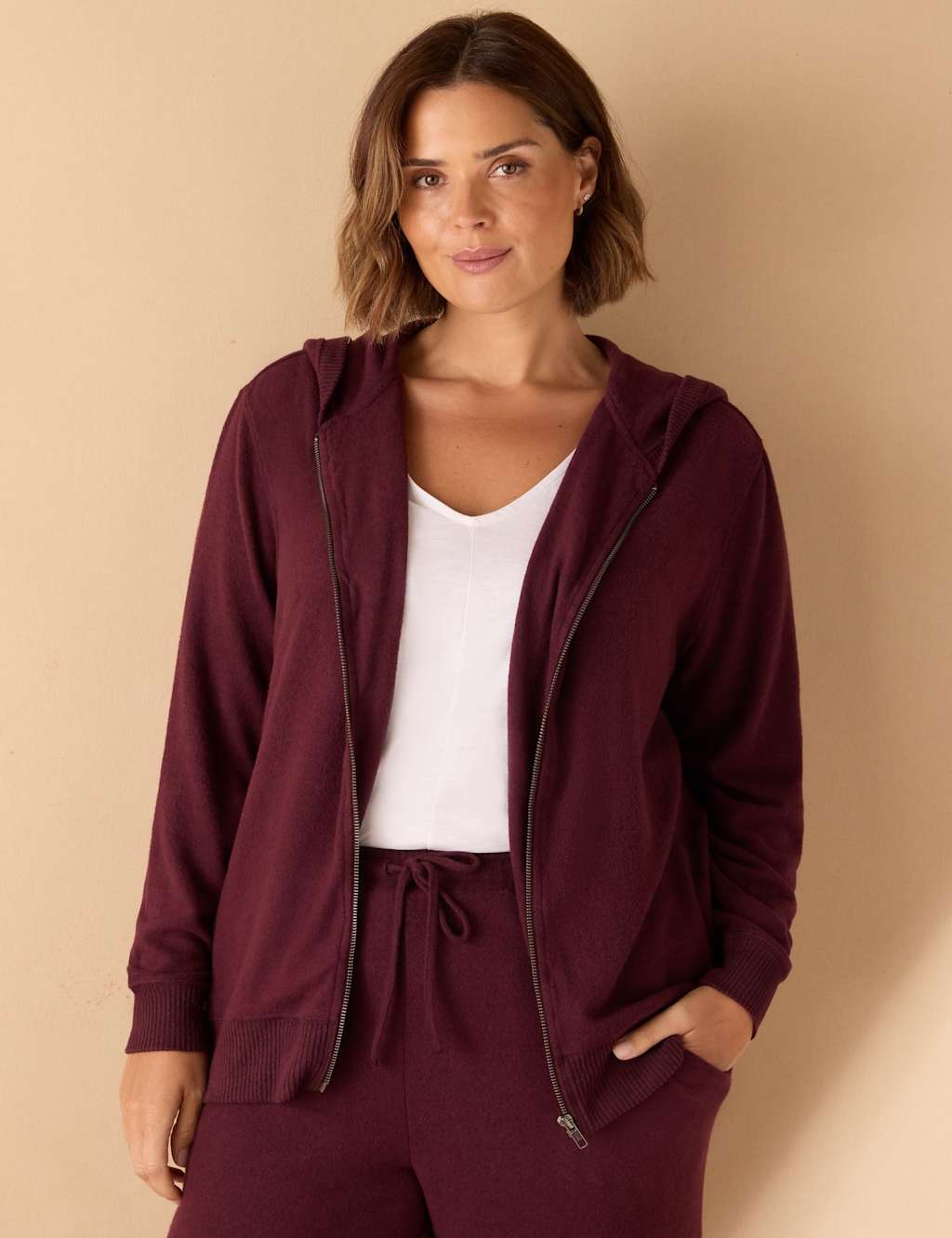 Live Unlimited London Zip Up Hoodie Burgundy