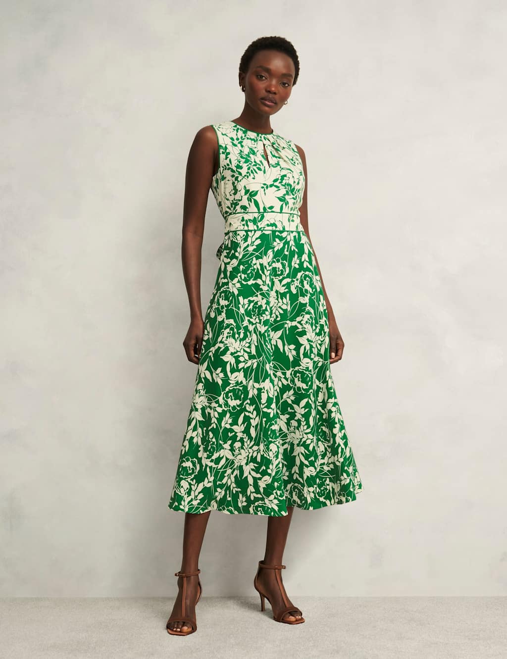 Floral Round Neck Midaxi Skater Dress
