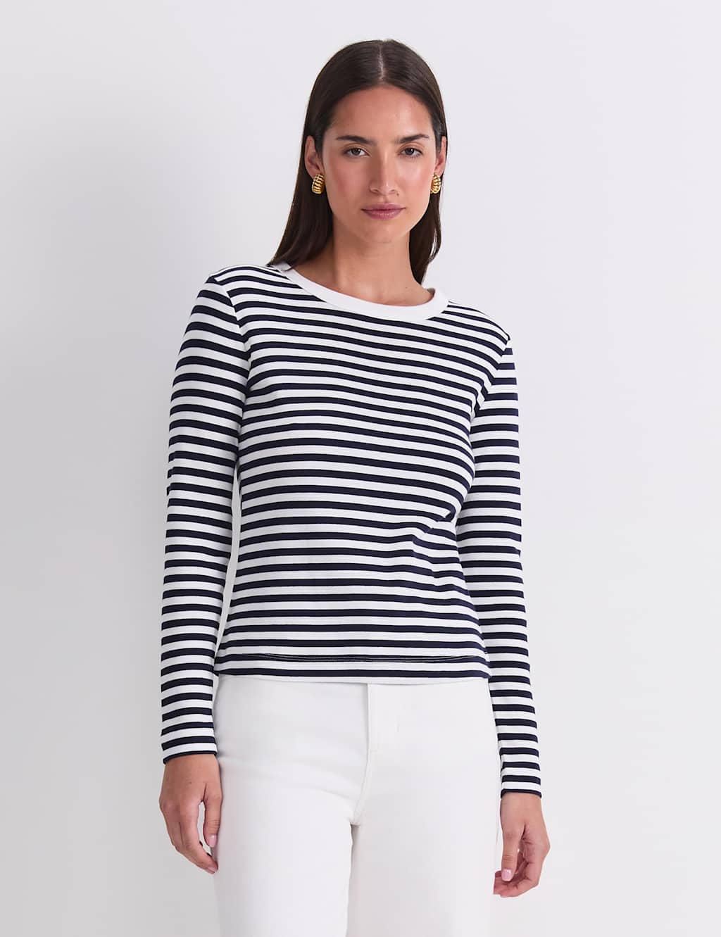 Sportscraft Women's Jersey Striped Top - Large - Navy Mix - Available at M&S