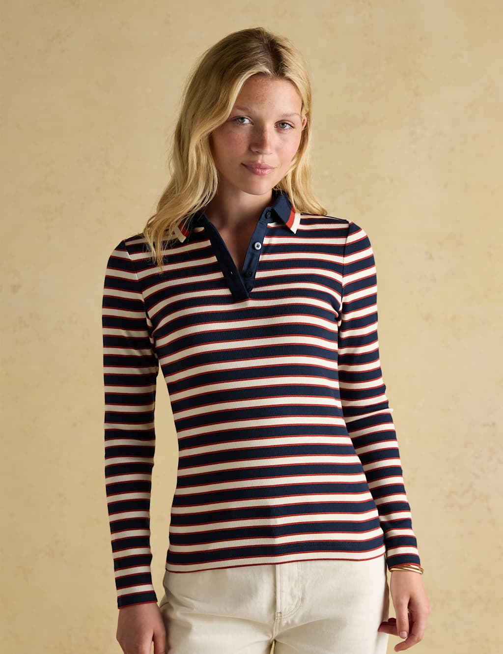 Joules Cotton Rich Striped Top Navy Mix