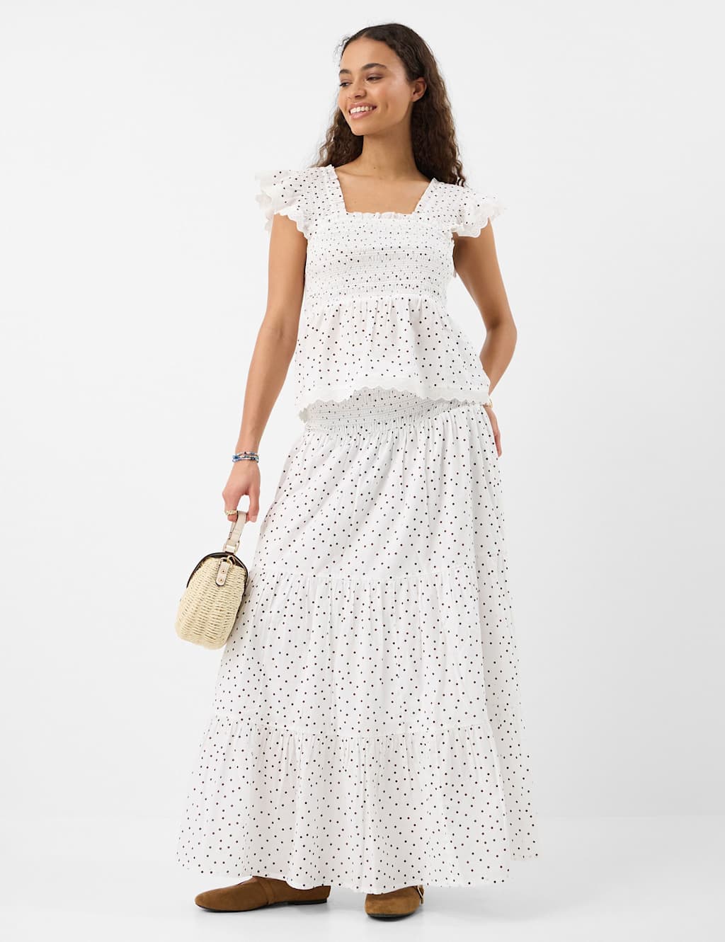 Accessorize Women's Pure Cotton Polka Dot Maxi Beach Skirt - Medium - White Mix - Available at M&S