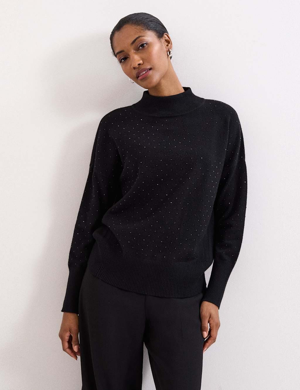 Phase Eight Embellished High Neck Jumper Black