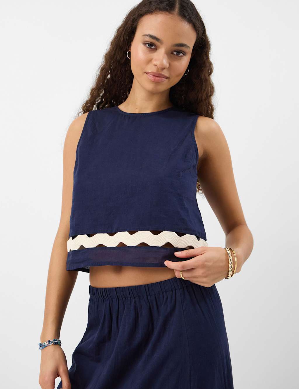 Accessorize Women's Pure Cotton Round Neck Vest Top - Large - Navy - Available at M&S