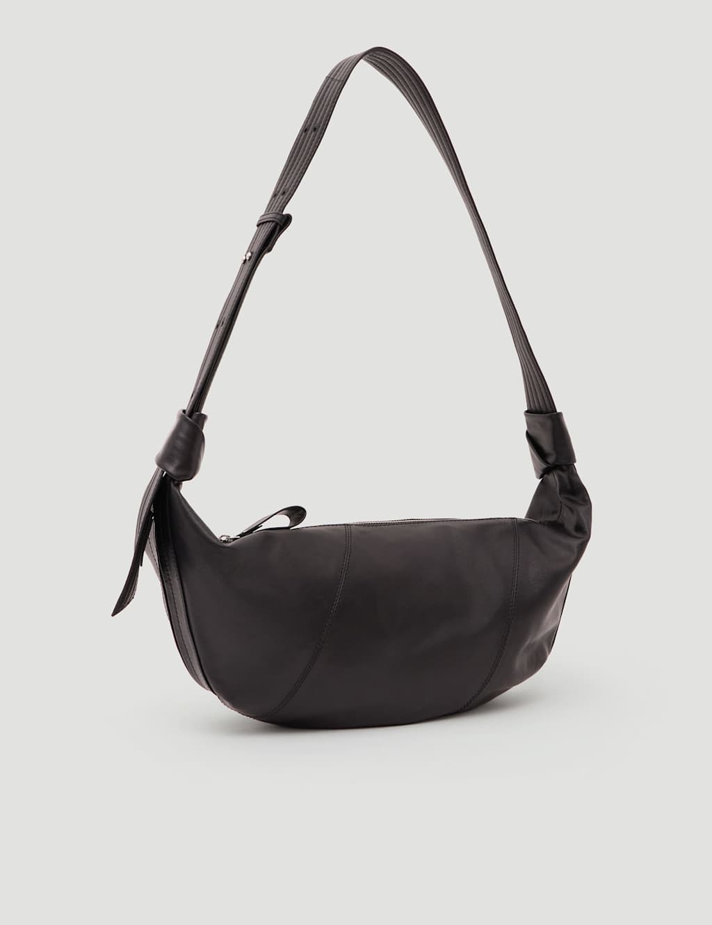 HUSH Oversized Leather Crescent Shoulder Bag Black