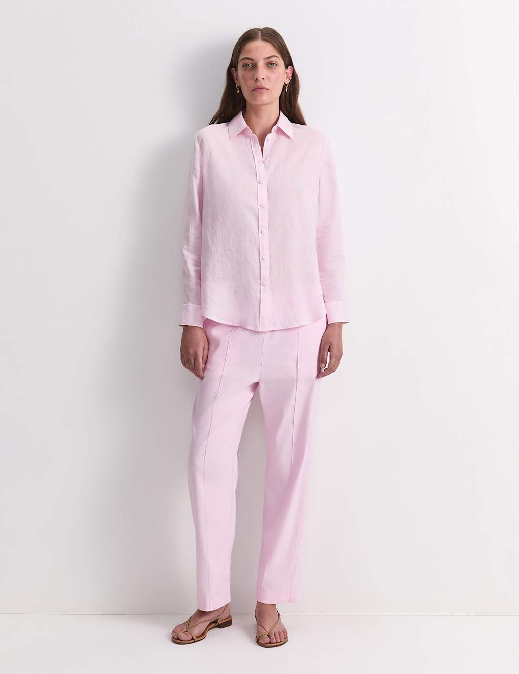 Sportscraft Women's Pure Linen Shirt - 12 - Pink - Available at M&S