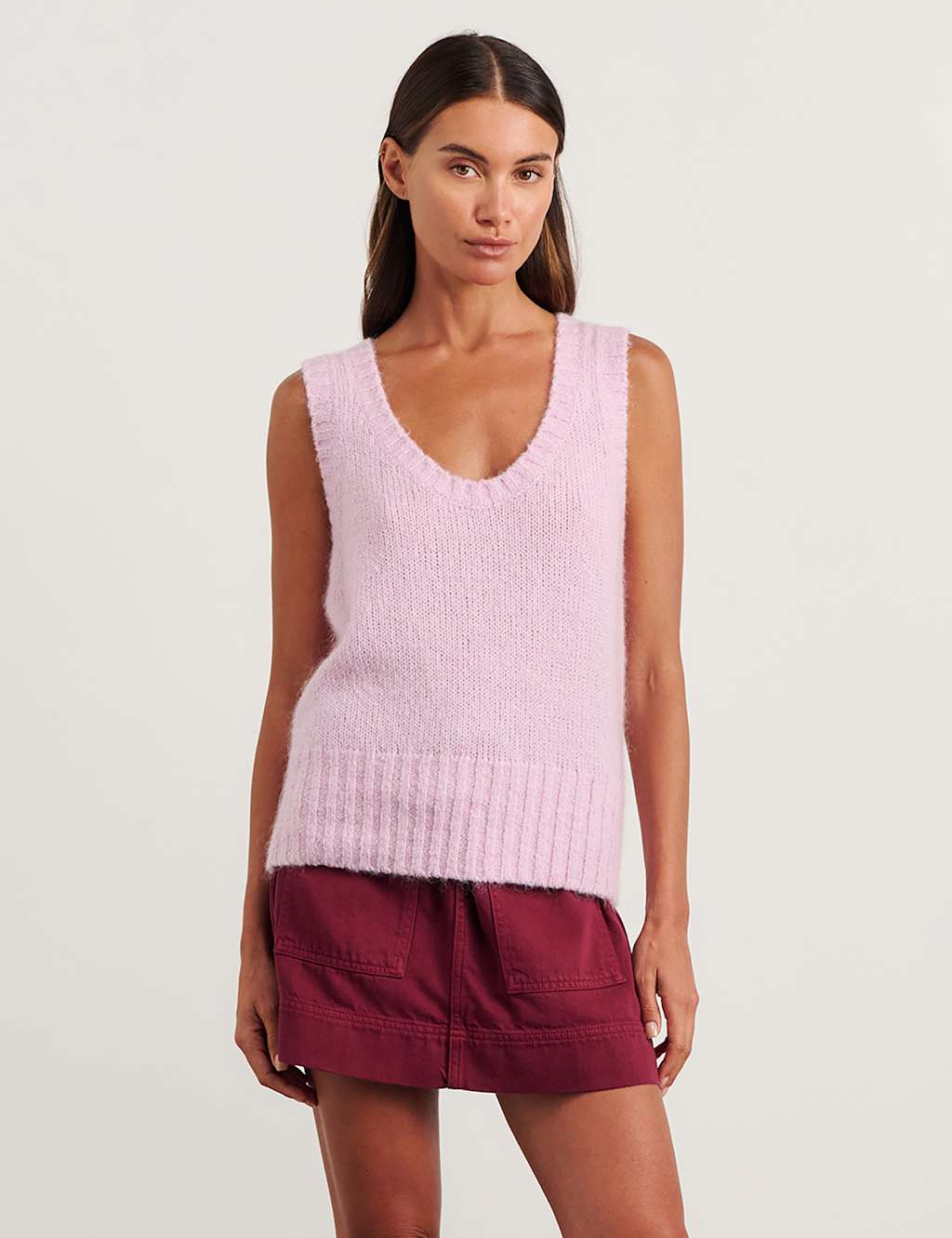 Jag Women's Scoop Neck Knitted Vest with Mohair - 12 - Pink - Available at M&S