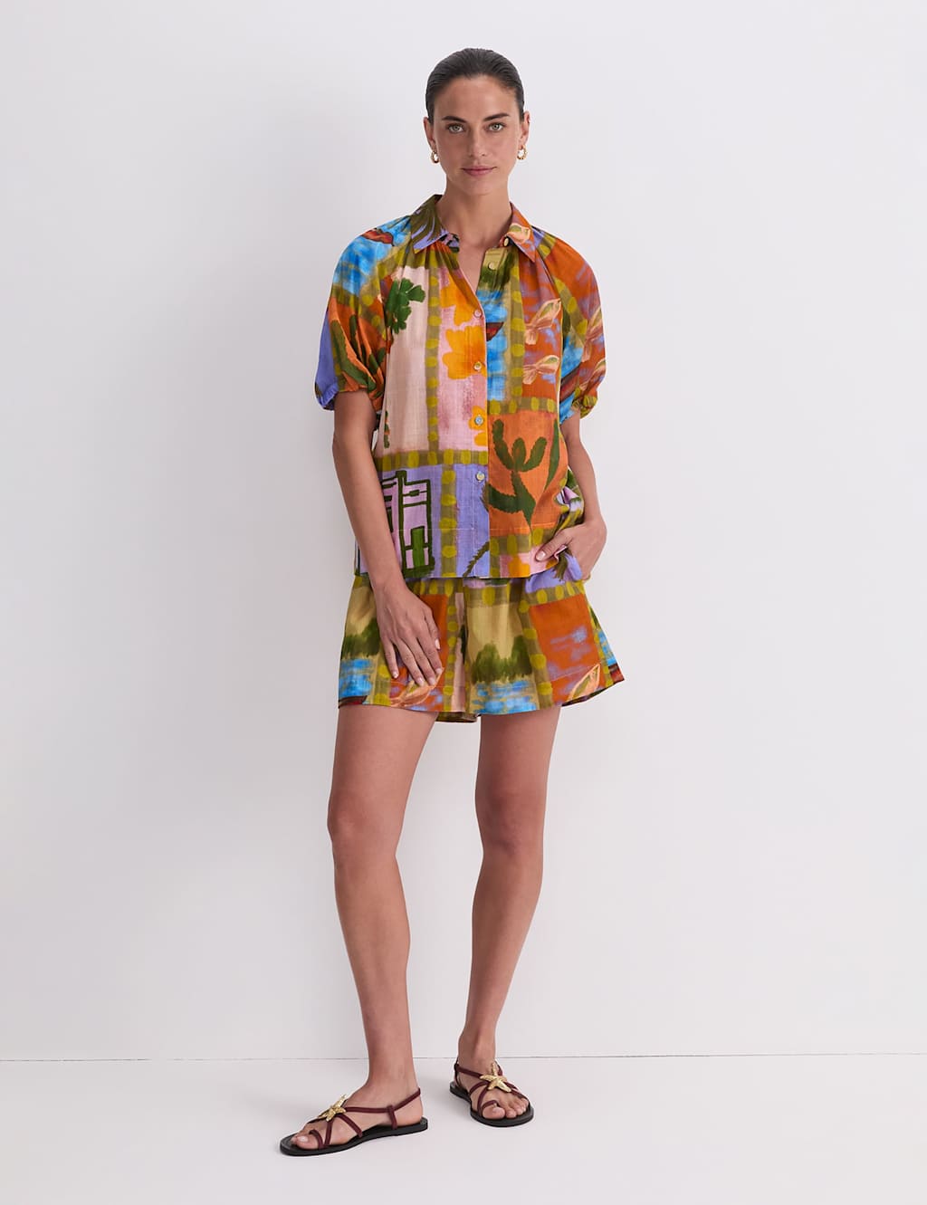 Sportscraft Women's Pure Cotton Floral Shirt - 10 - Orange - Available at M&S