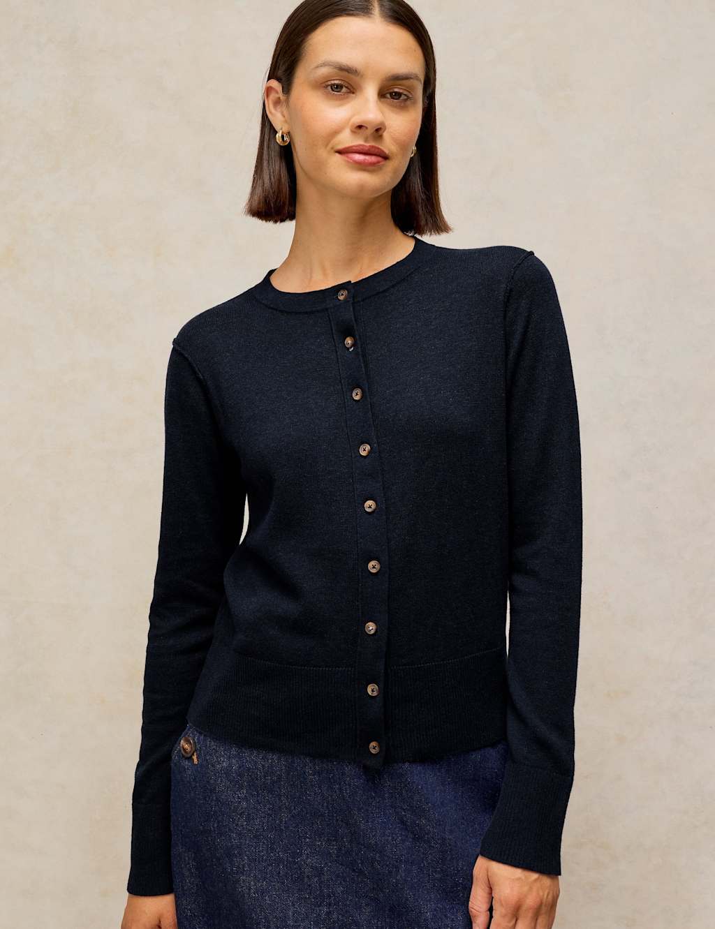 White Stuff Women's Pure Cotton Cardigan - 14 - Navy - Available at M&S