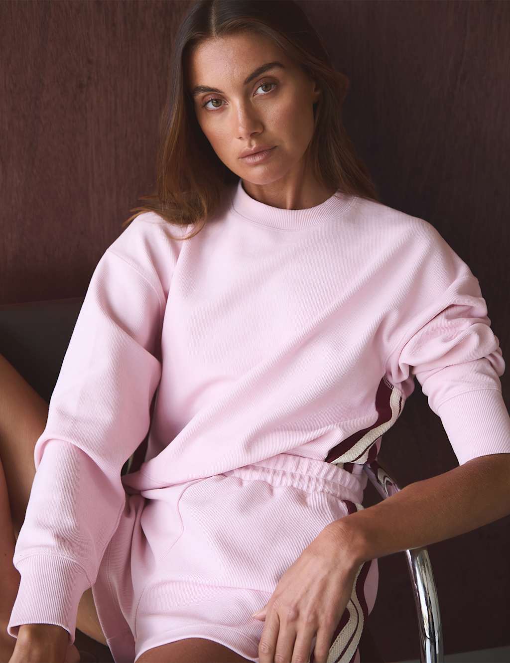 Jag Women's Cotton Blend Side Stripe Relaxed Cropped Sweatshirt - 12 - Pink - Available at M&S