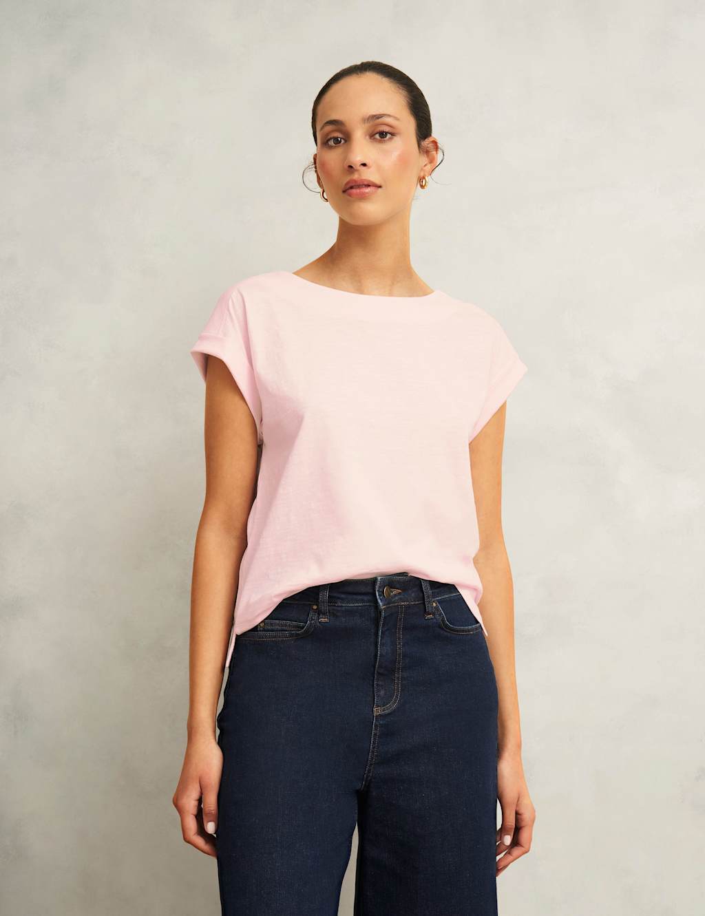 Pure Cotton Slash Neck T-Shirt