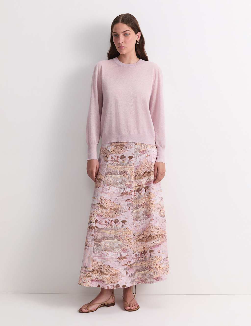 Sportscraft Women's Sparkly Crew Neck Relaxed Jumper - Small - Blush - Available at M&S