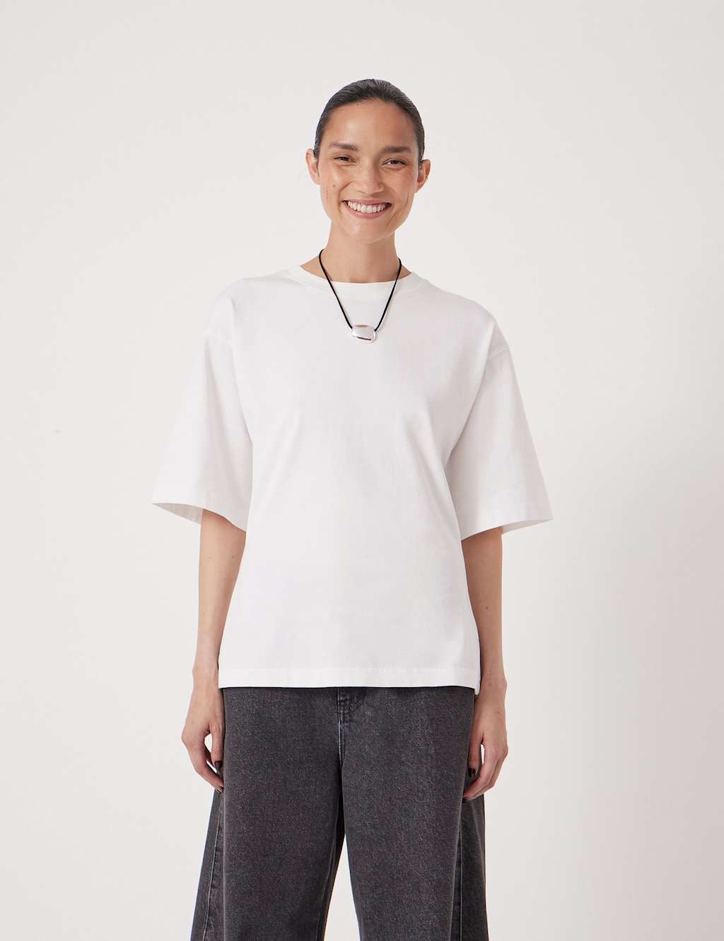 HUSH Pure Cotton Zip Detail T-Shirt White