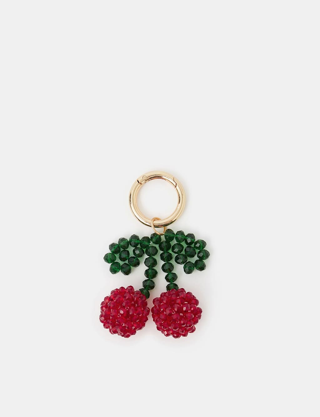 Accessorize Women's Beaded Cherry Bag Charm Keyring - Red - Available at M&S