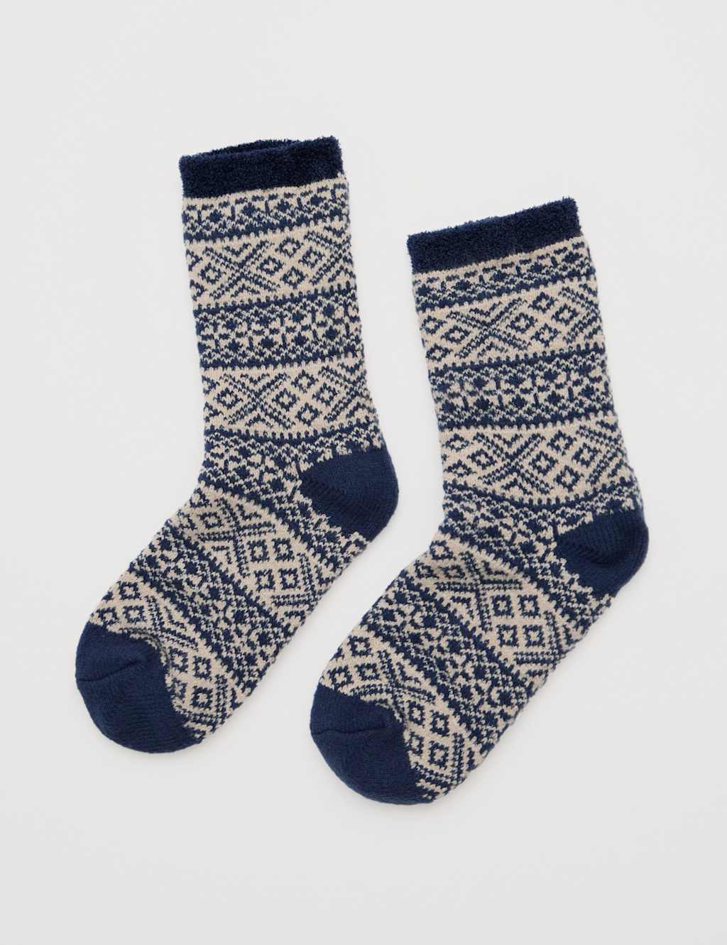 Seasalt Cornwall Patterned Fluffy Ankle High Socks Navy Mix