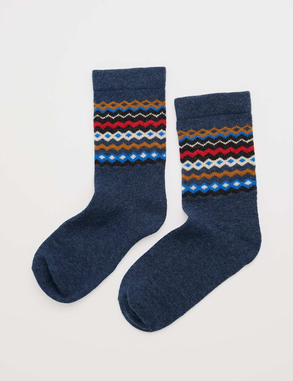 Seasalt Cornwall Fair Isle Ankle High Socks with Wool Navy Mix