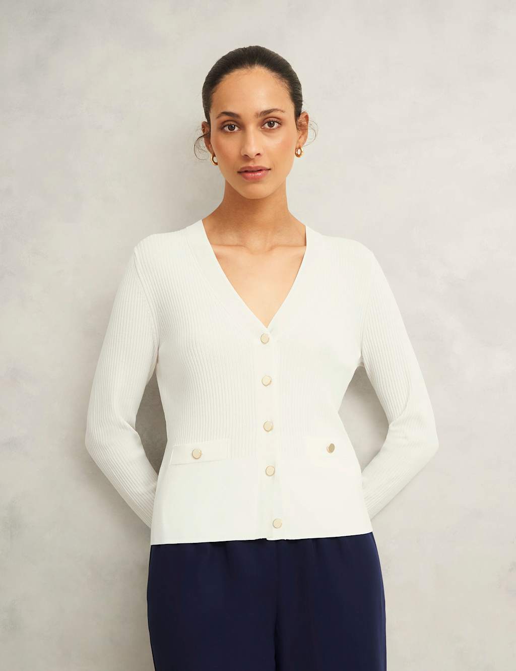 Ribbed V-Neck Cardigan