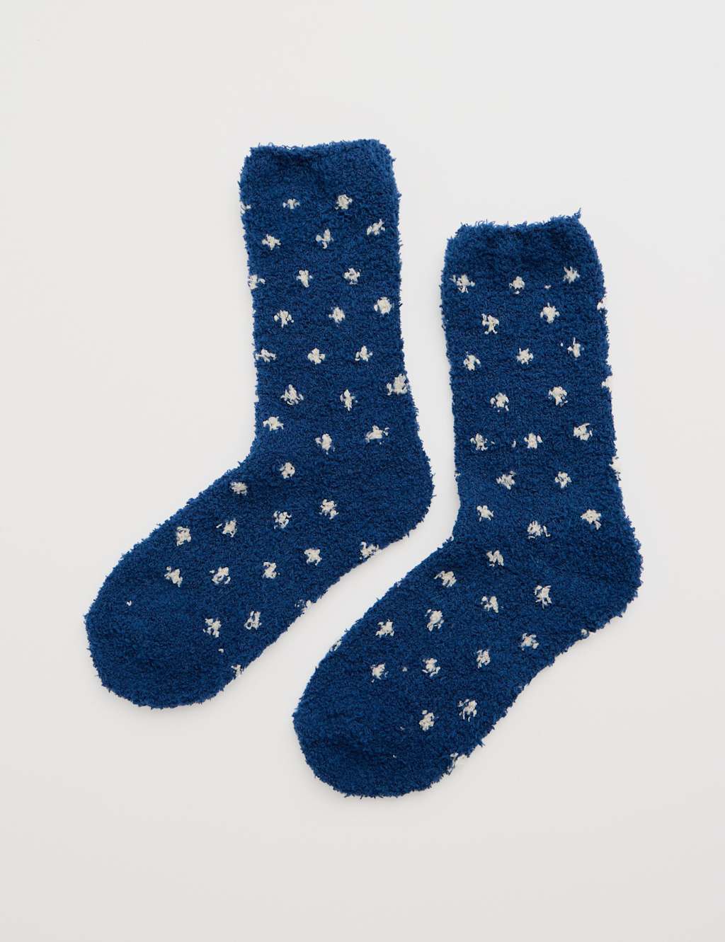 Seasalt Cornwall Polka Dot Ankle High Fluffy Socks Navy Mix
