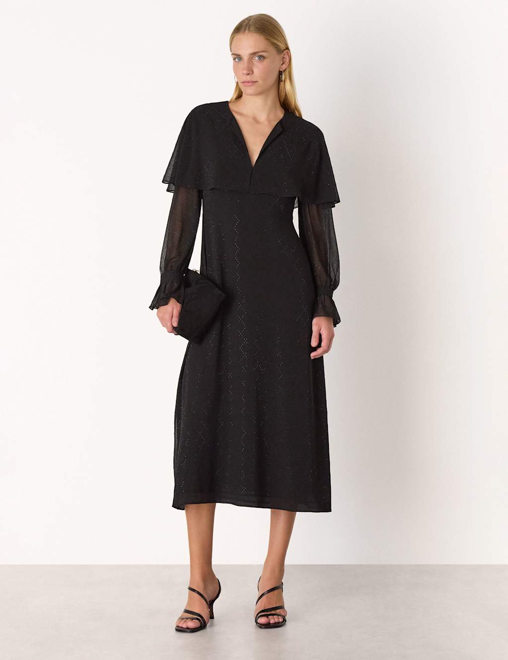 Whistles Women's Embellished Midi Waisted Dress - 10 - Black Mix - Available at M&S