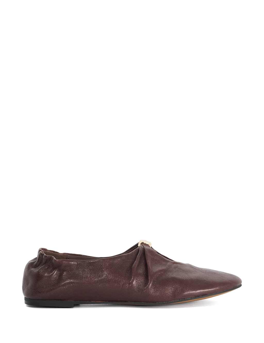 Dune London Women's Leather Flat Round Toe Ballet Pumps - 3 - Burgundy - Available at M&S