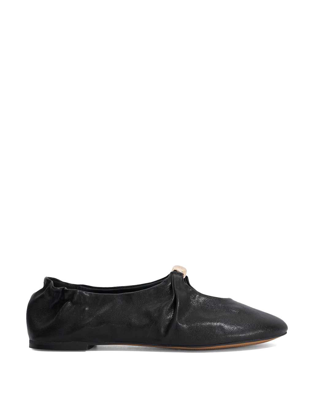 Dune London Women's Leather Flat Round Toe Ballet Pumps - 5 - Black - Available at M&S