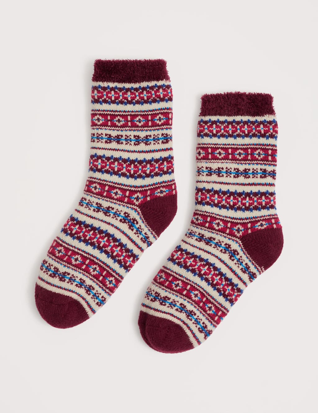 Seasalt Cornwall Fair Isle Ankle High Socks Red Mix