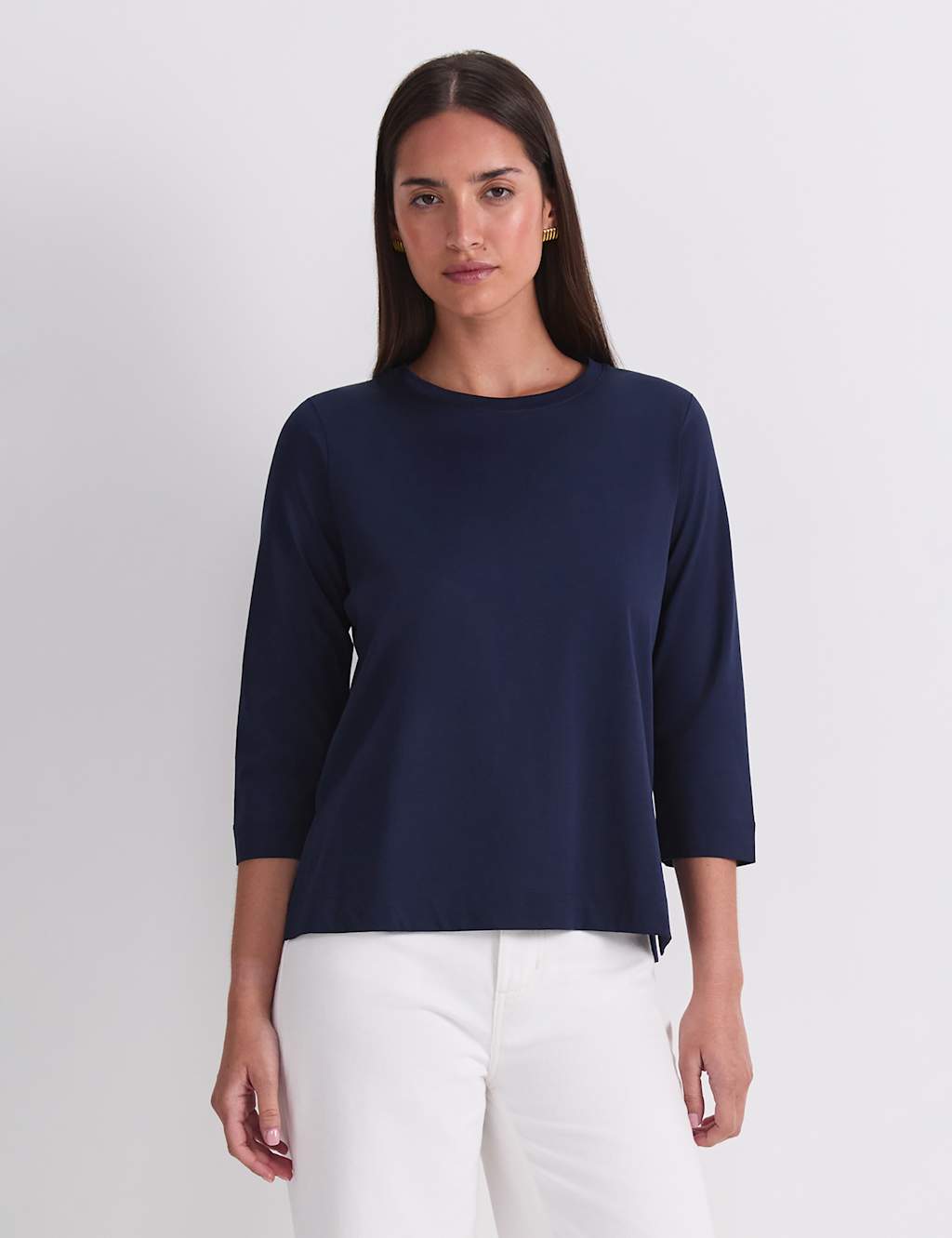 Sportscraft Women's Pure Cotton Top - Extra Small - Navy - Available at M&S