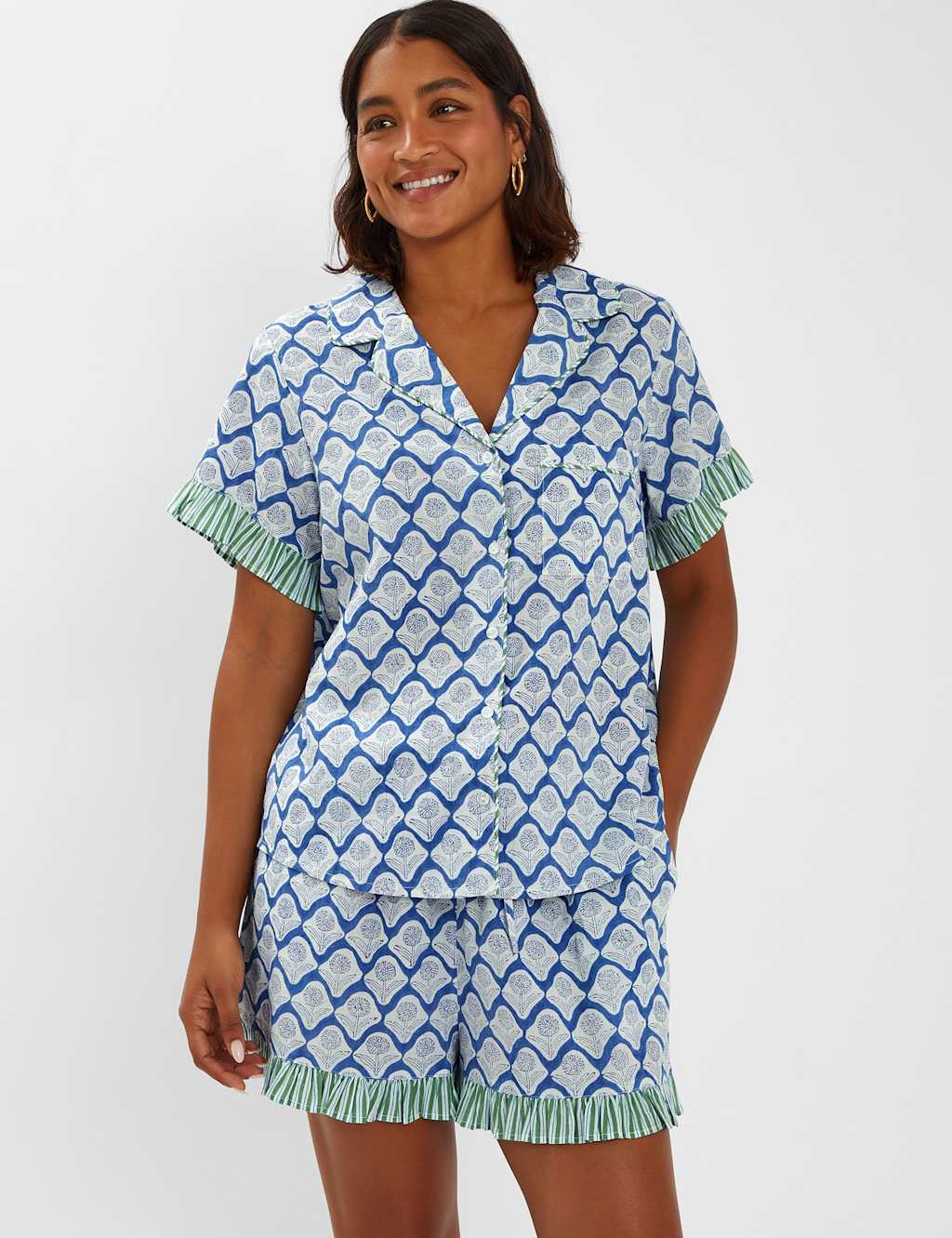 ACCESSORIZE Pure Cotton Dandelion Shortie Set Blue