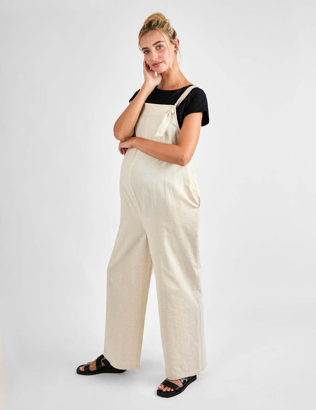 Maternity Cotton Rich Wide Leg Dungarees