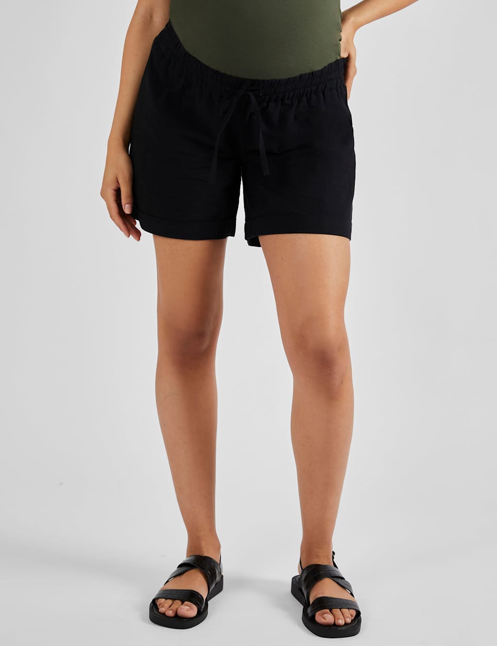 Maternity Cotton Rich Shorts with Linen
