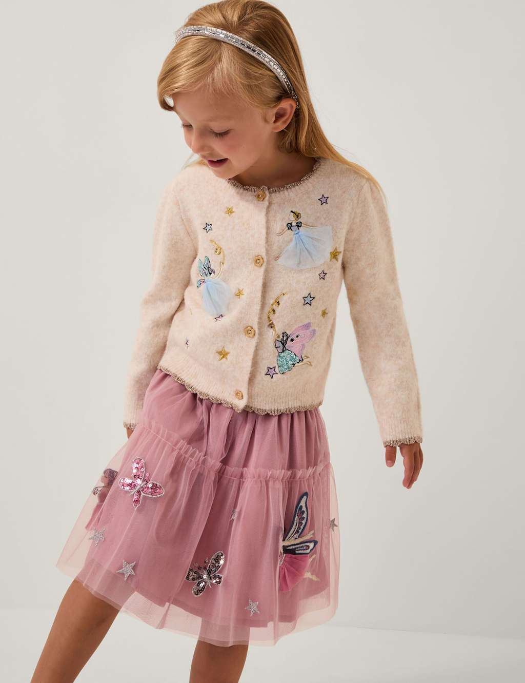 Monsoon Embroidered Fairy Cardigan (3-13 Yrs) Navy Mix