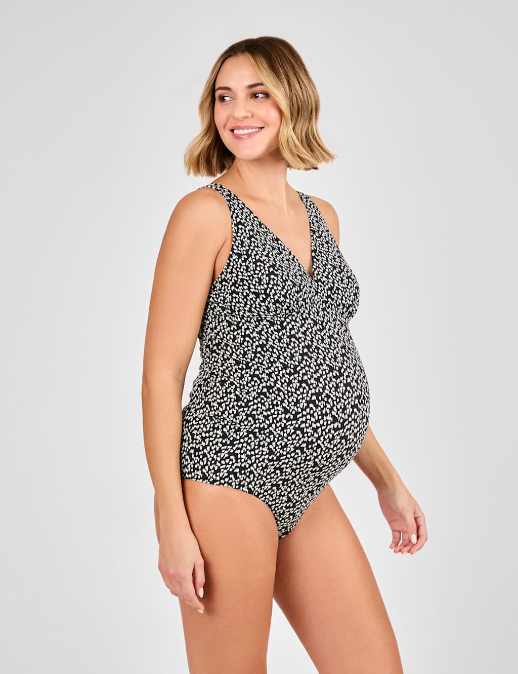 Maternity Animal Print V-Neck Swimsuit