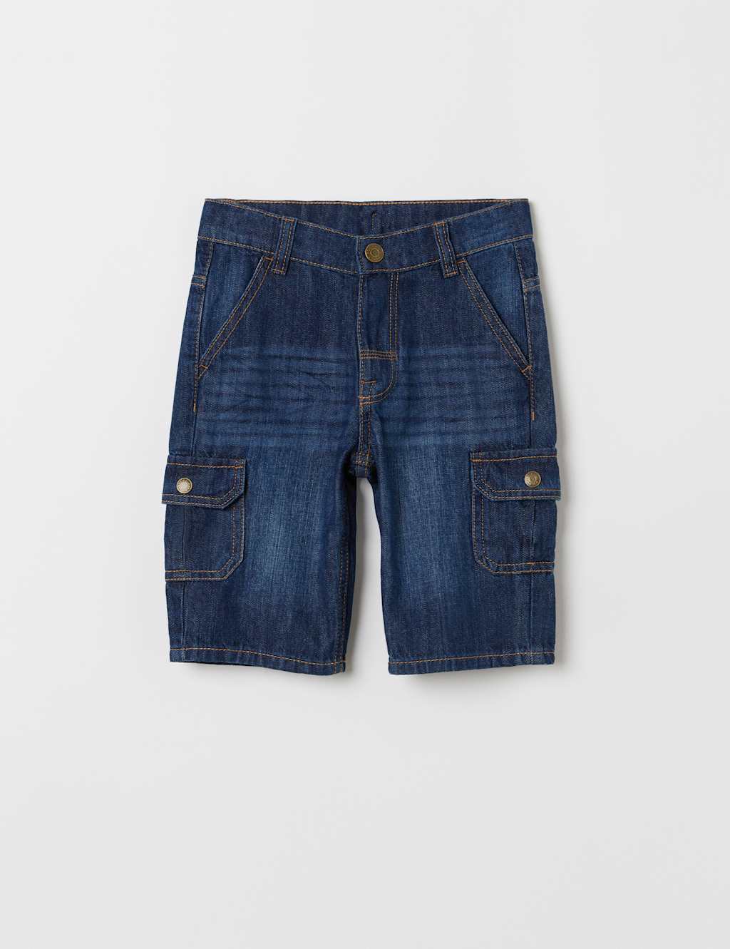 Polarn O. Pyret Pure Cotton Denim Cargo Shorts (1-10 Yrs) Blue Denim