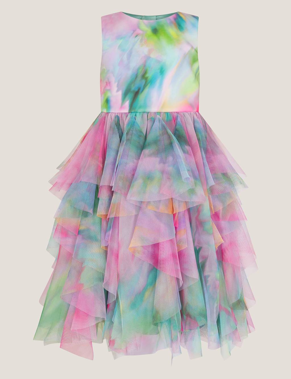 Monsoon Watercolour Ruffle Party Dress (3-13 Yrs) Multi