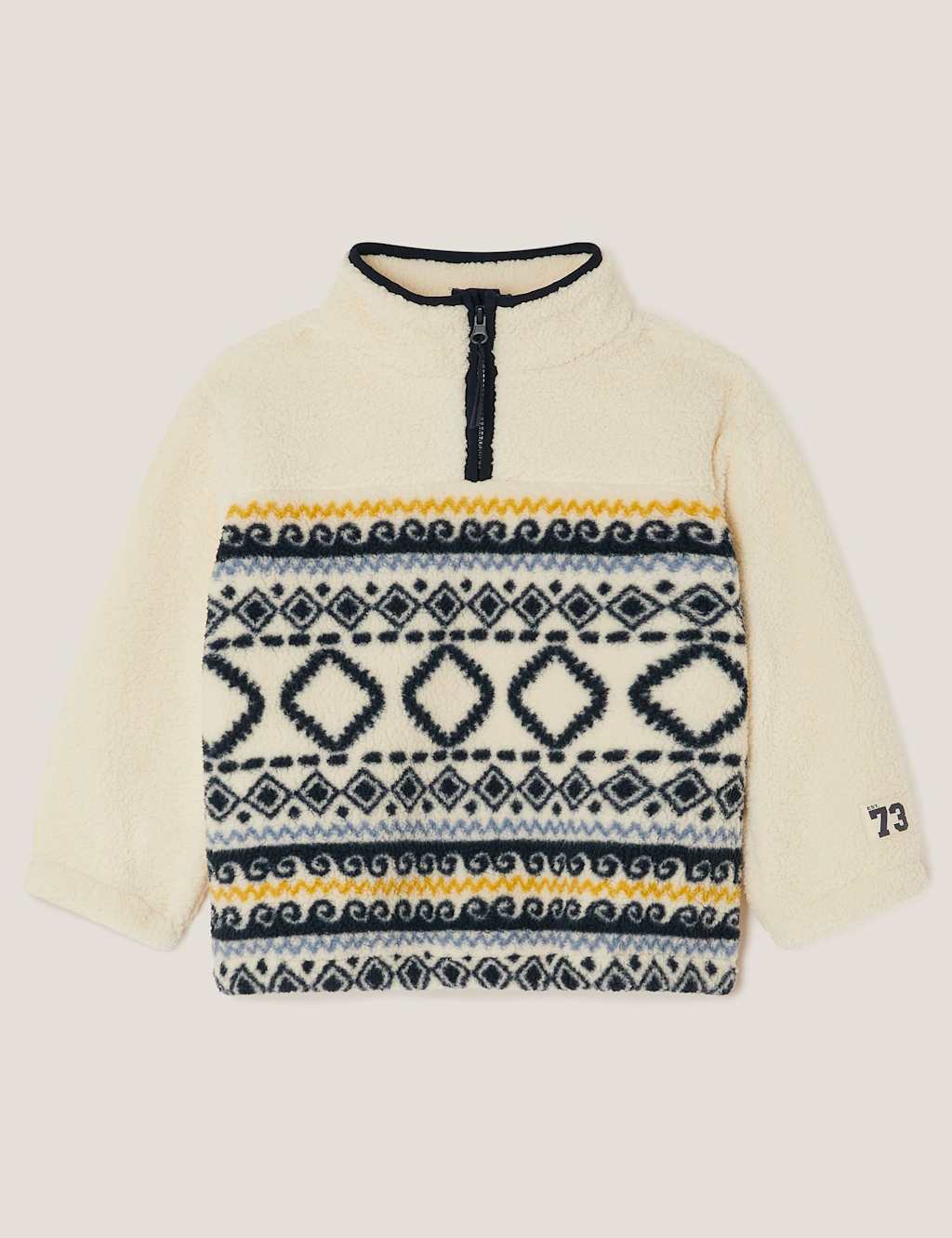 Monsoon Printed Half Zip Fleece (3-13 Yrs) Green Mix