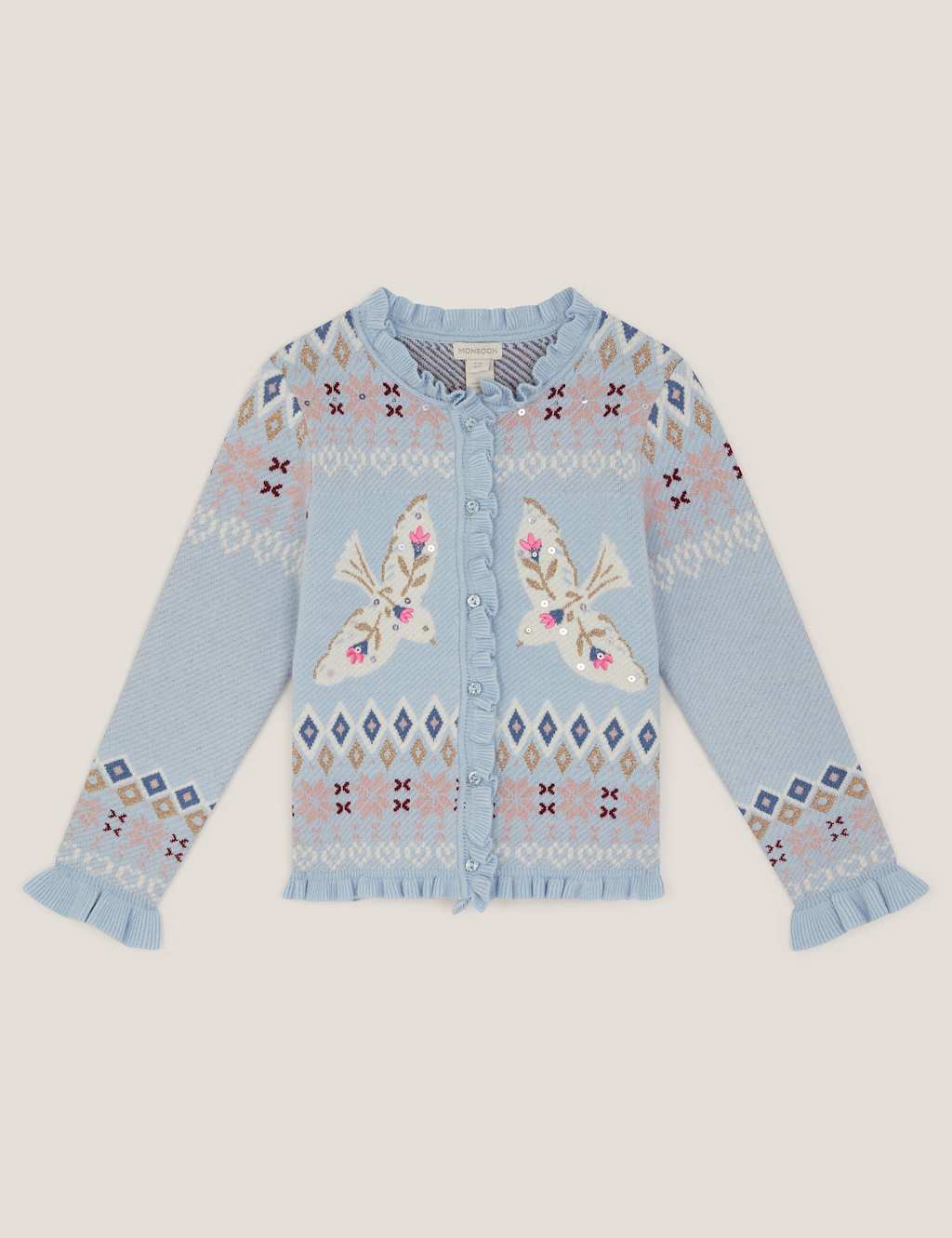 Monsoon Swallow Fair Isle Cardigan (3-13 Yrs) Blue