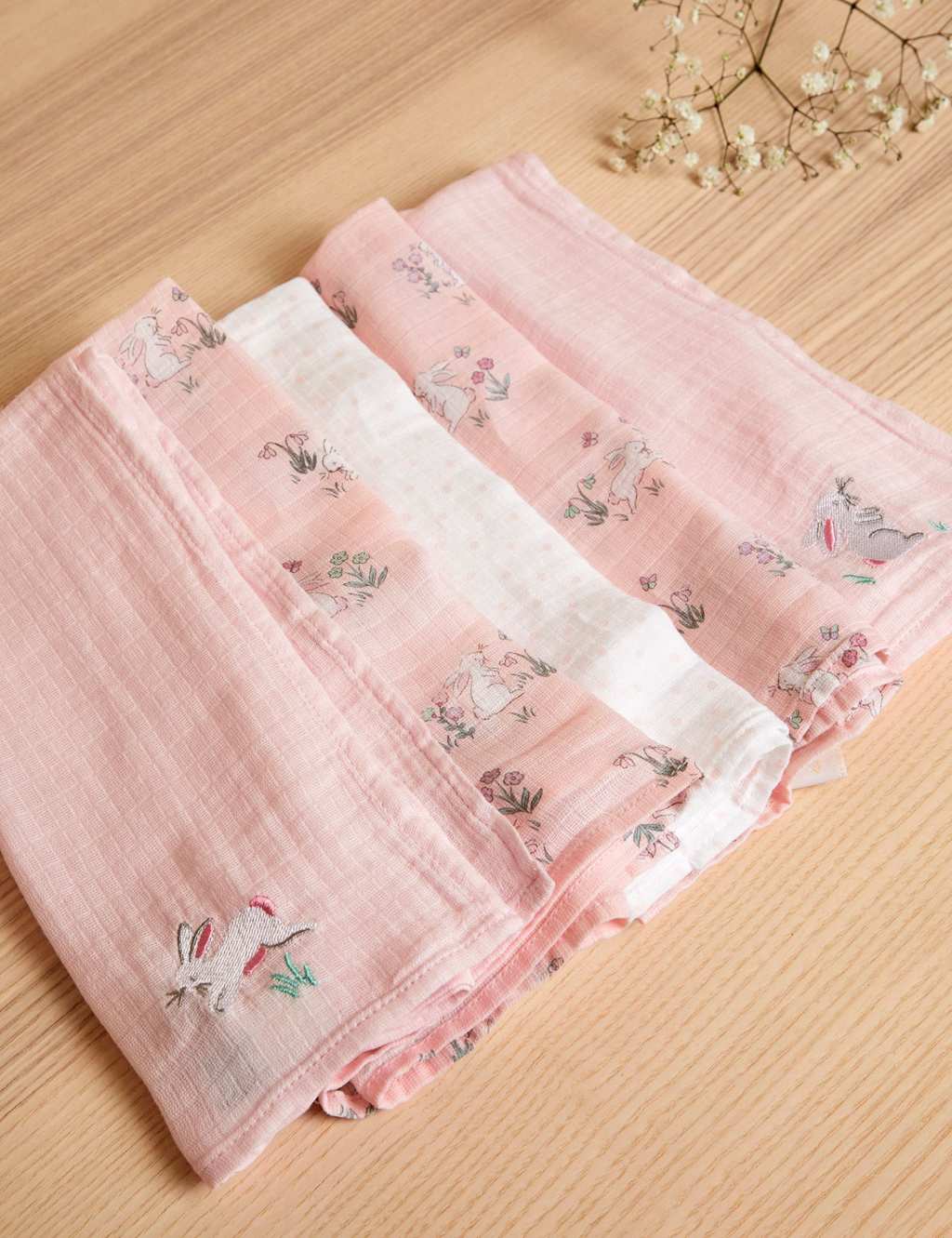 5pk Pure Cotton Bunny Muslin Squares