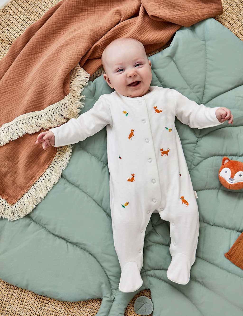 Pure Cotton Woodland Sleepsuit (0-9 Mths)
