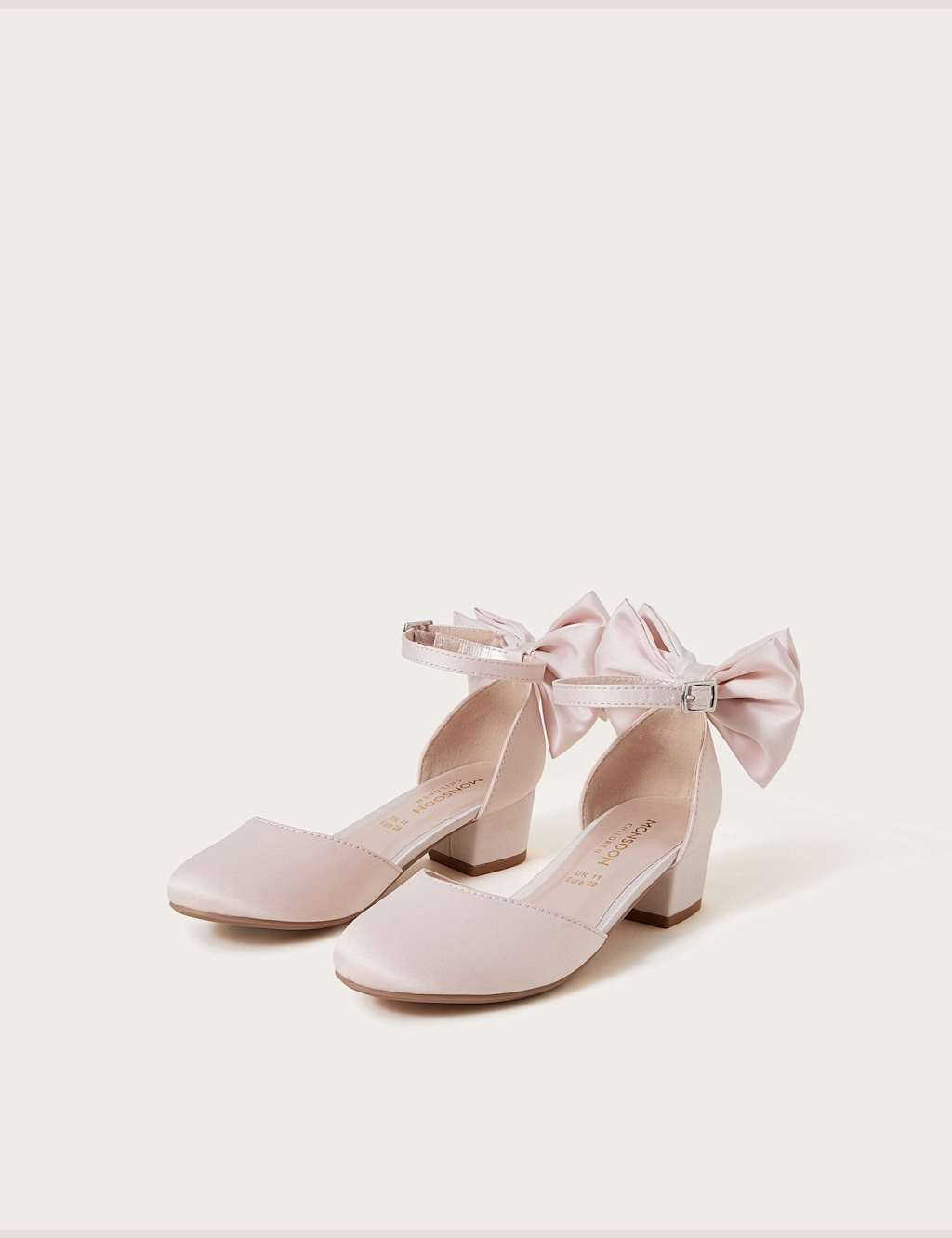 Monsoon Girls Communion Satin Bow Pumps (6 Small - 5 Large) - 8 - Pink Mix - Available at M&S