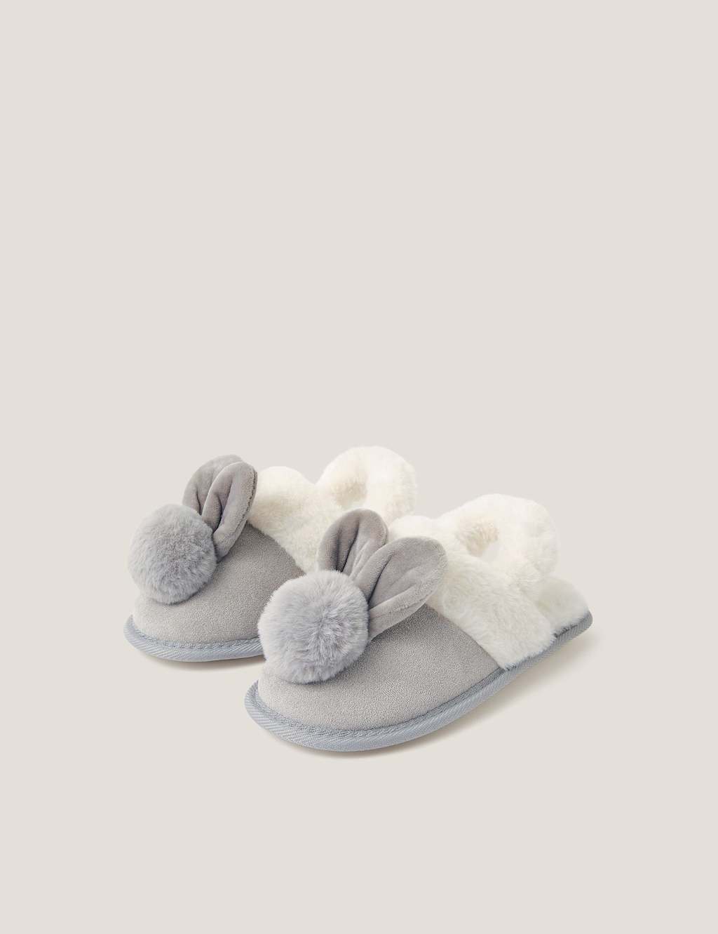 Monsoon Kids' Pom Pom Slippers (7 Small-4 Large) Grey