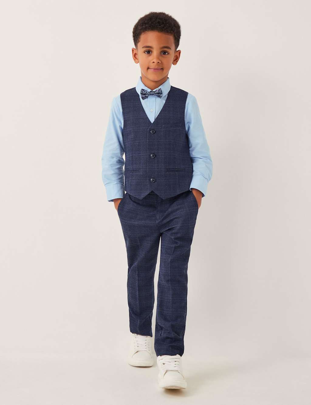 Monsoon Boys Four-Piece Checked Suit (6 Mths-13 Yrs) - 9 Years - Navy Mix - Available at M&S