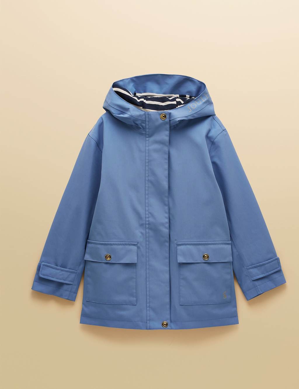 Joules Girls Cotton Rich Waterproof Hooded Raincoat (2-11 Yrs) - 2 Years - Blue - Available at M&S
