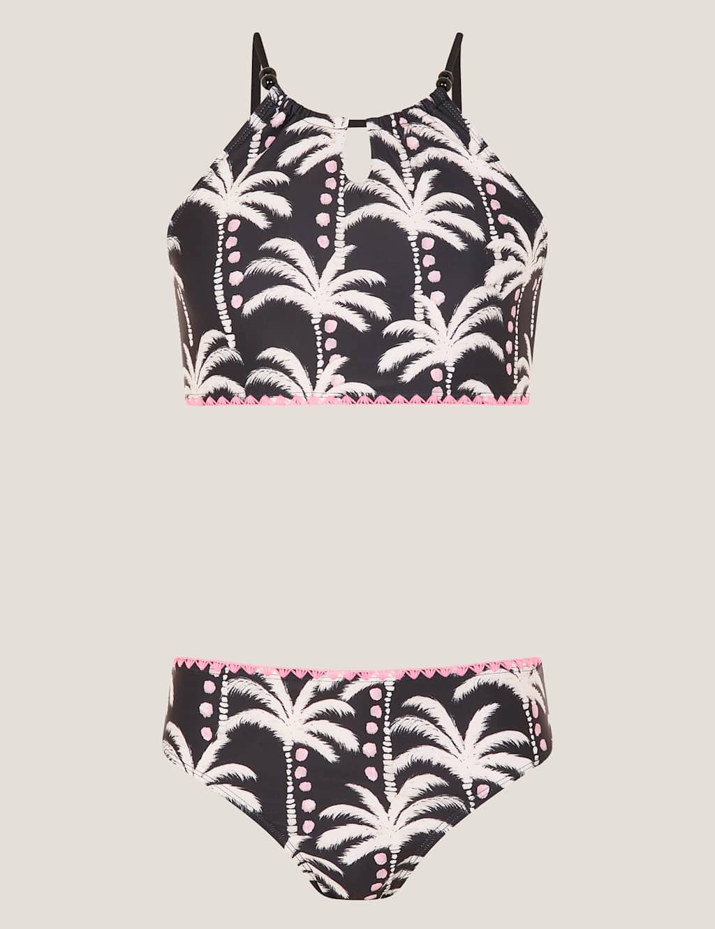 Monsoon Girls Palm Print Bikini (7-15 Yrs) - 15 Years - Black Mix - Available at M&S
