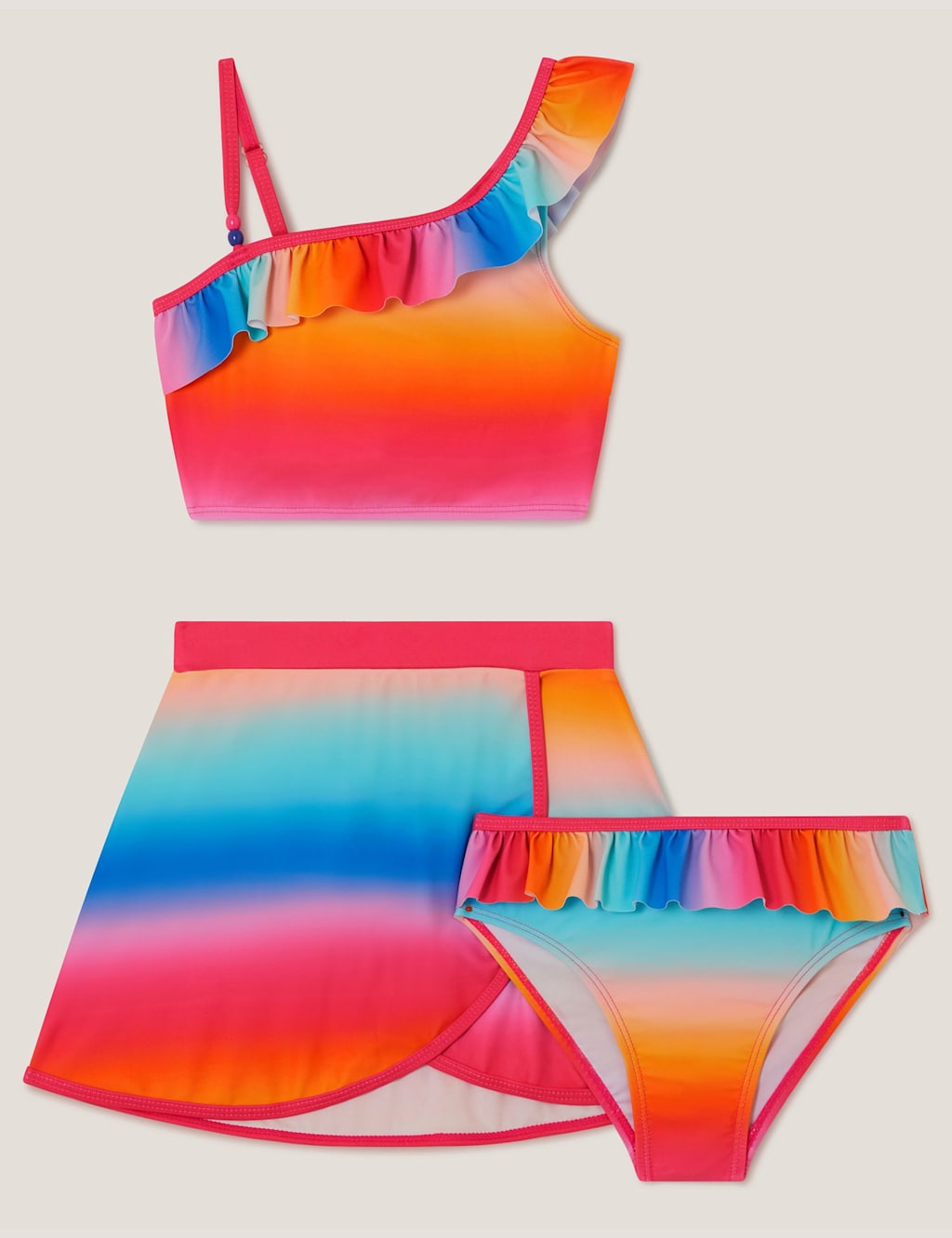 Monsoon Girls 3 Piece Ombre Swim Set (3-15 Yrs) - 7-8 Years - Multi - Available at M&S
