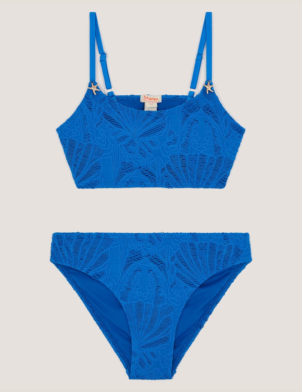 Monsoon Girls Textured Bikini (7-15 Yrs) - 13-14 Years - Blue - Available at M&S