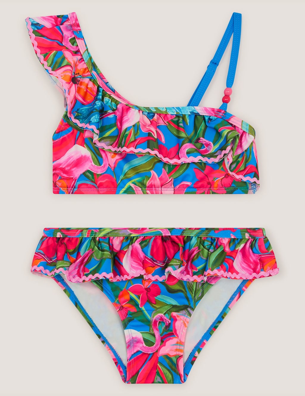 Monsoon Girls Flamingo Bikini (3-15 Yrs) - 9-10 Years - Blue Mix - Available at M&S