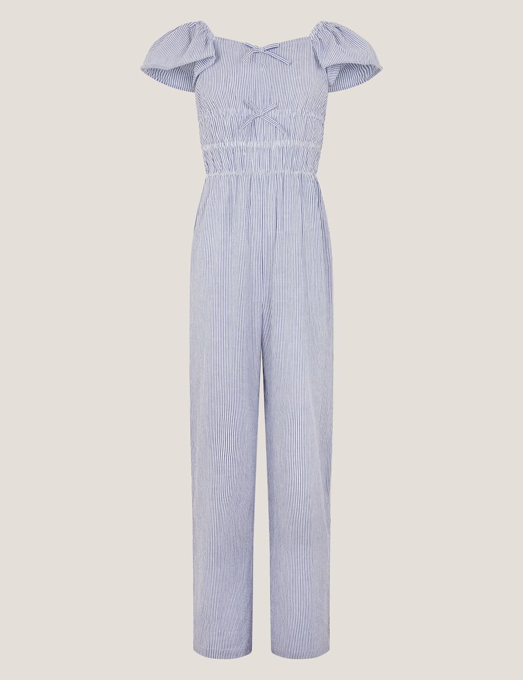 Monsoon Girls Pure Cotton Striped Jumpsuit (7-15 Yrs) - 13-14 Years - Blue Mix - Available at M&S