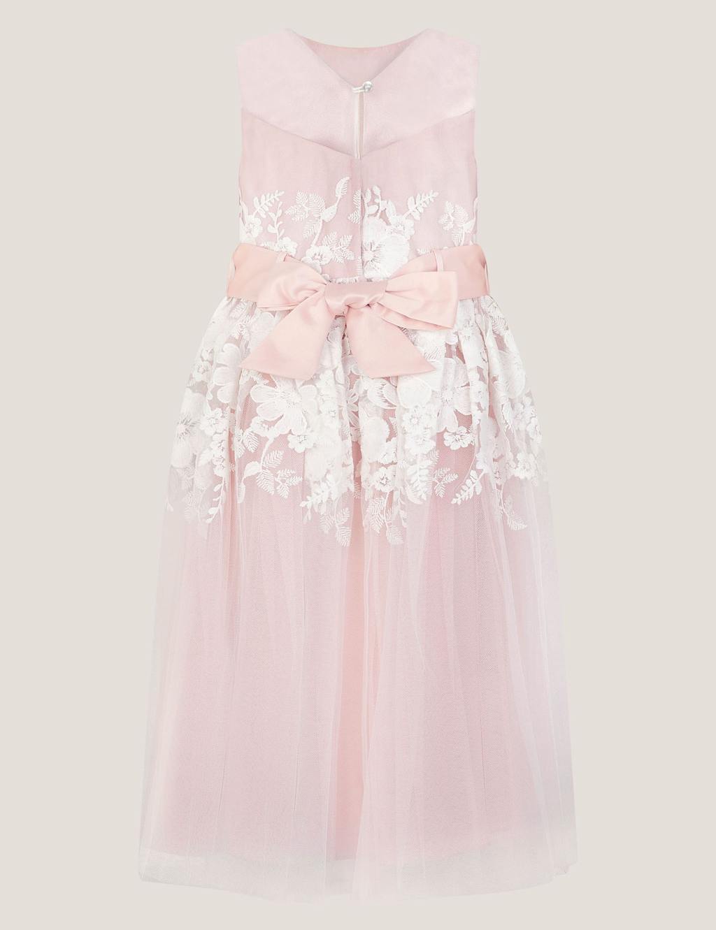 Monsoon Girls Tulle Floral Dress (3-13 Yrs) - 4 Years - Light Pink - Available at M&S