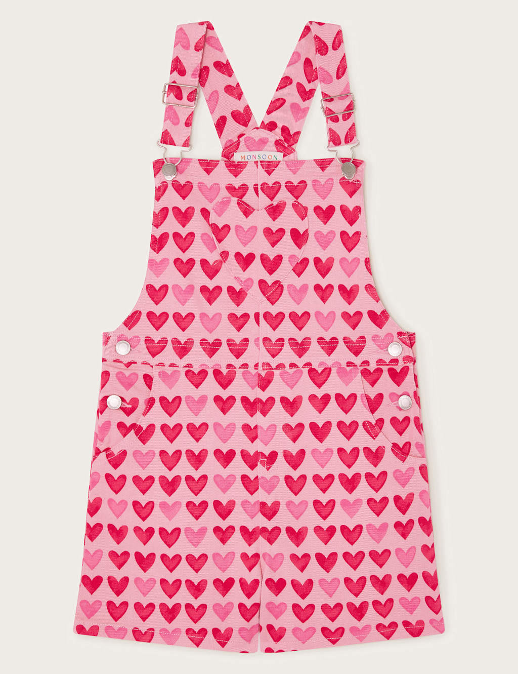 Cotton Rich Heart Print Dungarees (3-13 Yrs)
