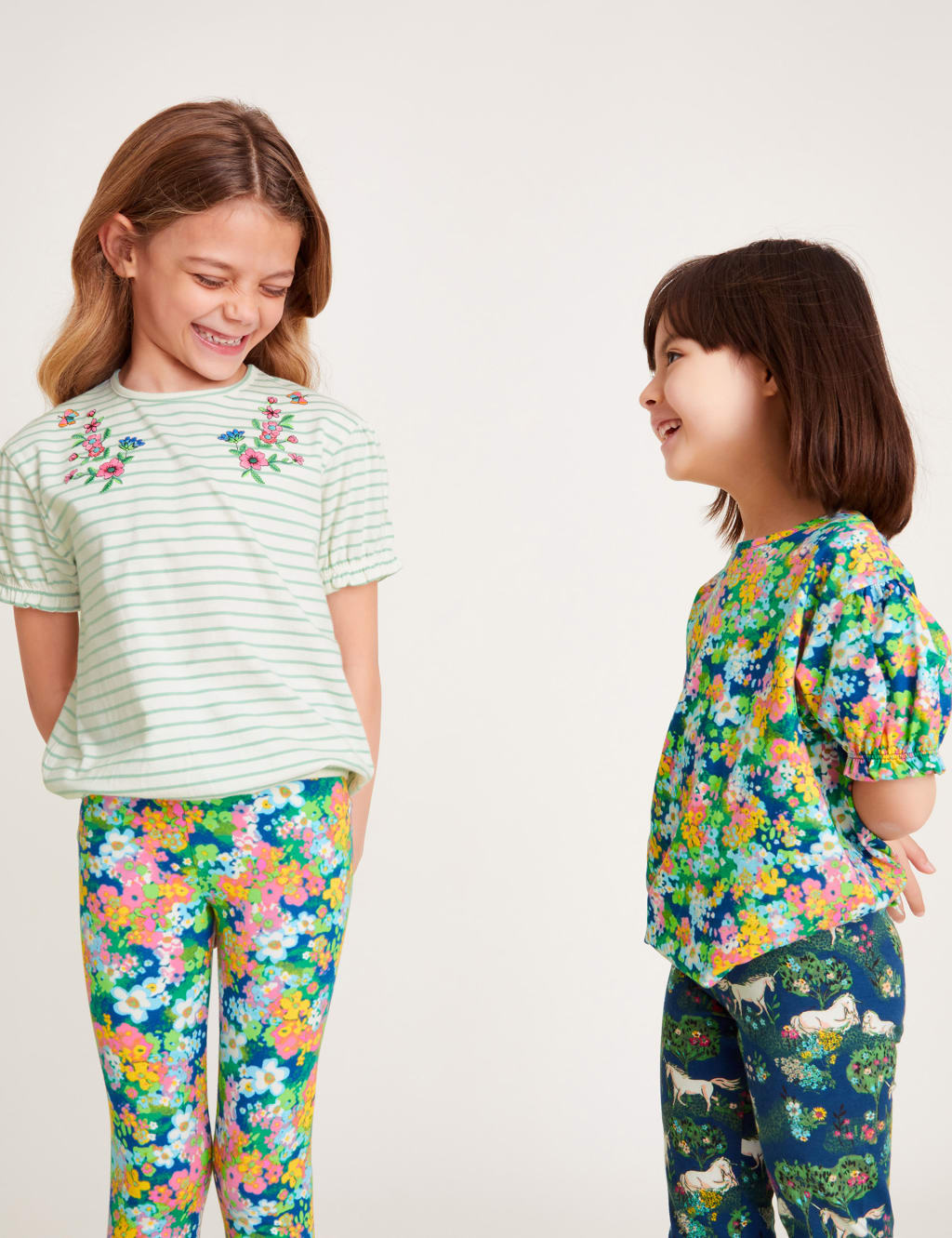 2pk Cotton Rich Stripe Floral T-Shirts (3-13 Yrs)